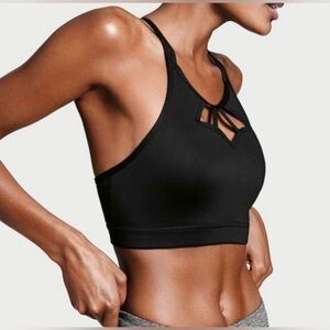 EUC Victoria’s Secret Sport Black The Show-Off Strappy Wireless Sports Bra. Sz L